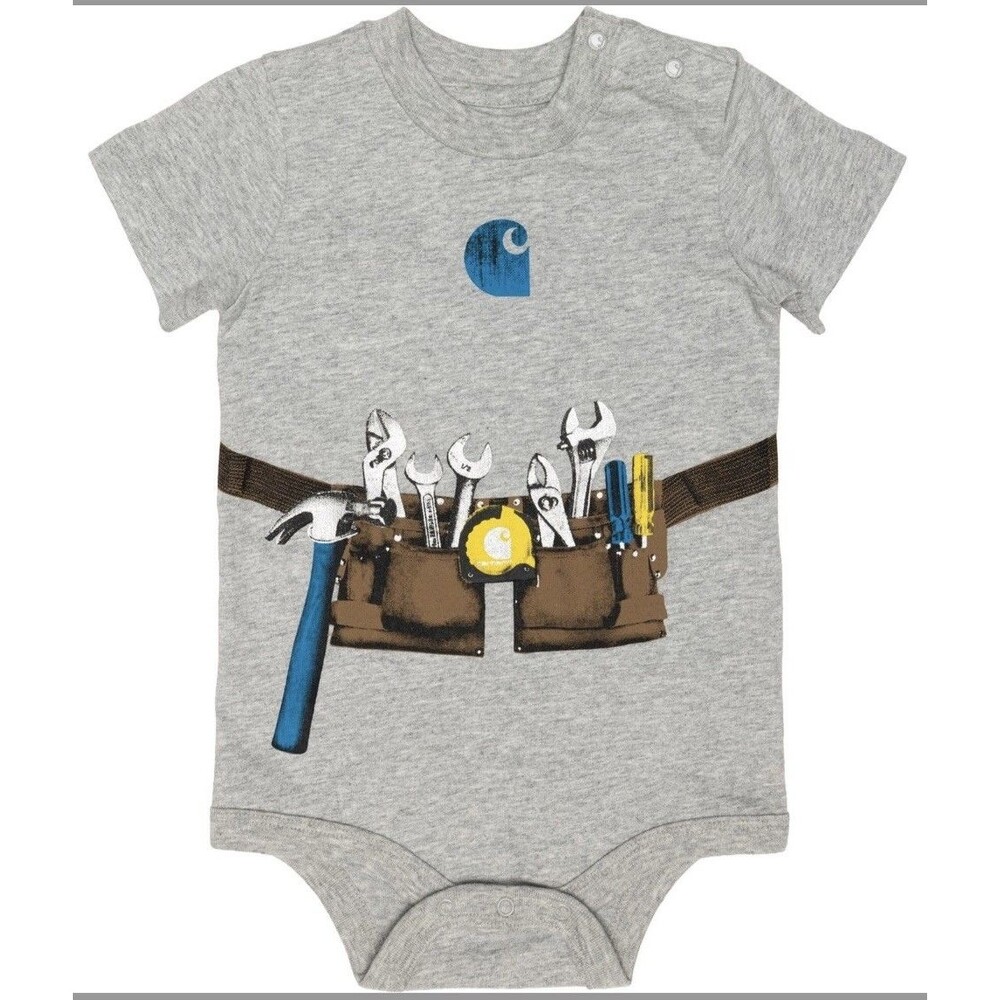 Carhartt 24 Mos. Tool Belt Short Sleeve Bodysuit 100% Cotton Jersey Snap Crotch